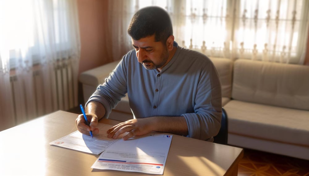 A person filling out an official votebymail election ballot