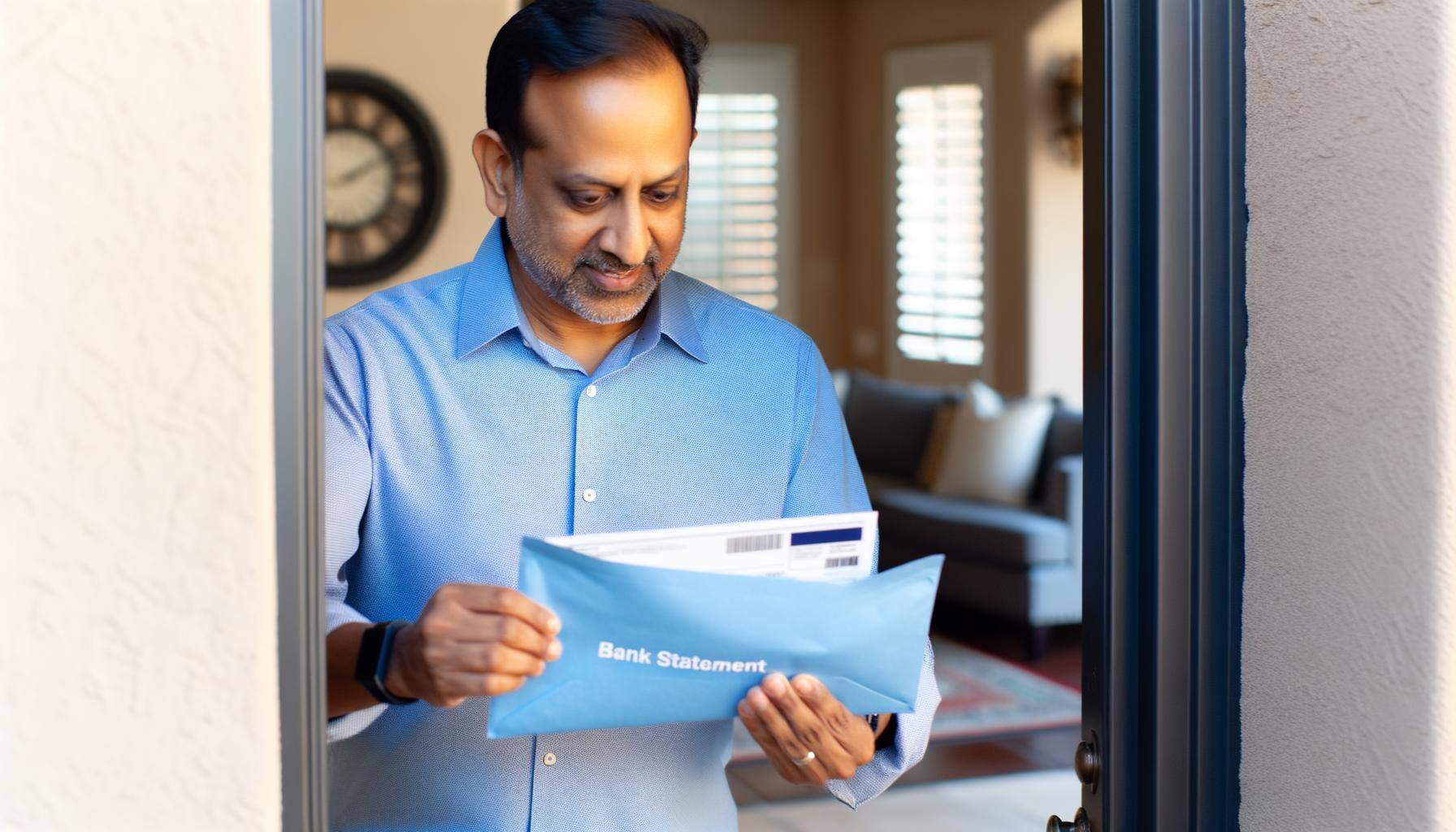 homeowner securely receives bank statement by postal mail-1